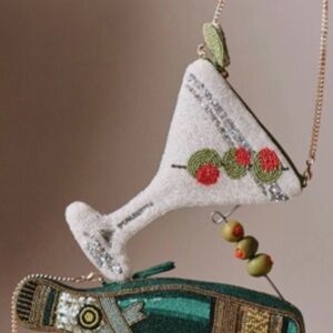 NWT Anthropologie Beaded Martini Crossbody Bag